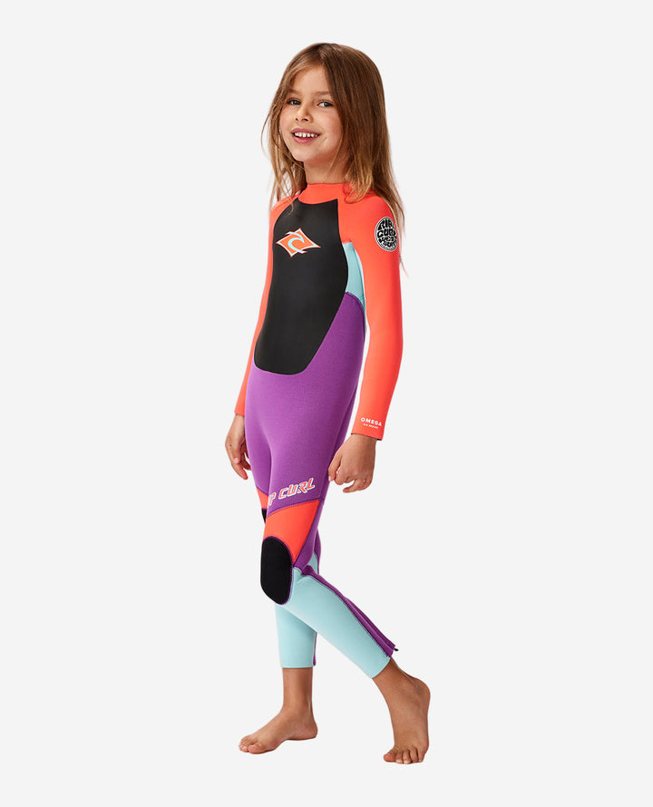 Groms Omega 3/2 Back Zip Steamer Kids Wetsuit - Pink