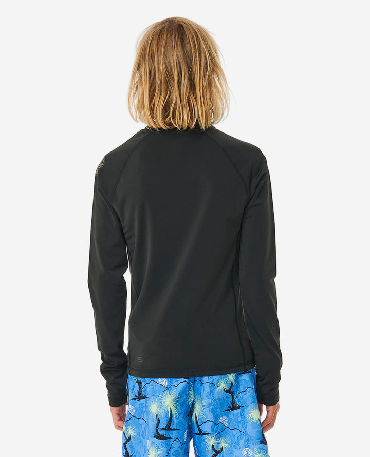 Icons UV Brushed Long Sleeve Spring Kids Rash Vest - Black