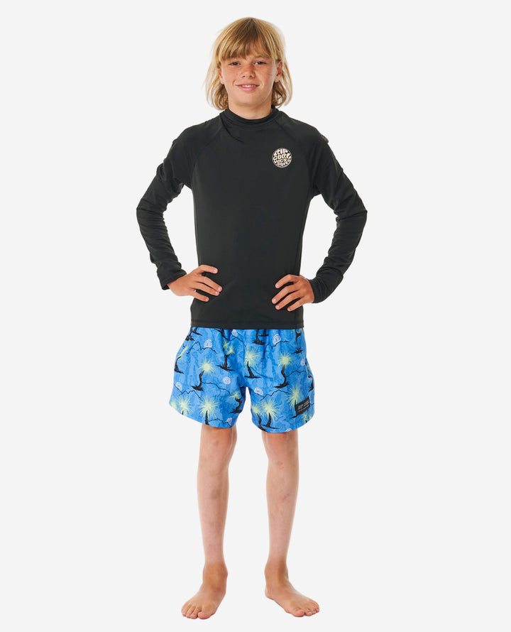 Icons UV Brushed Long Sleeve Spring Kids Rash Vest - Black