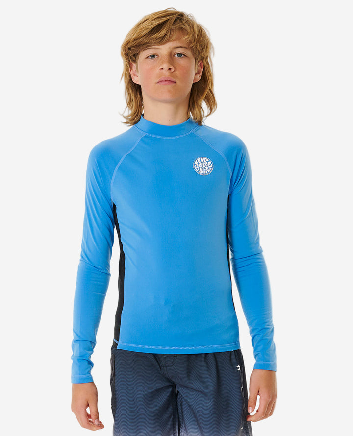 Icons UV Brushed Long Sleeve Spring Boys Rash Vest - Blue Gum