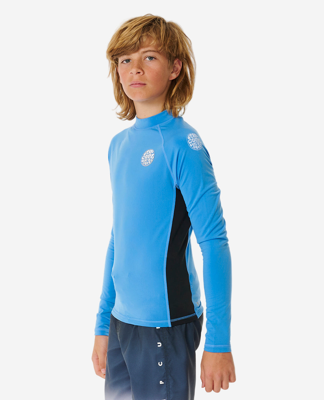 Icons UV Brushed Long Sleeve Spring Boys Rash Vest - Blue Gum