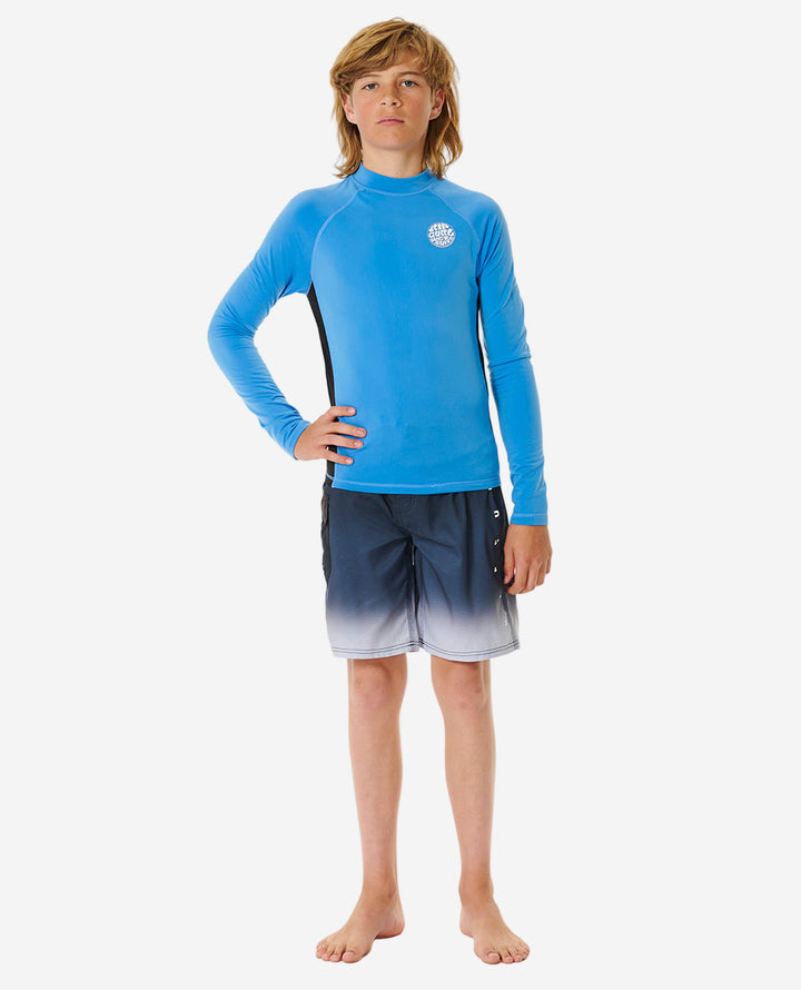 Icons UV Brushed Long Sleeve Spring Boys Rash Vest - Blue Gum