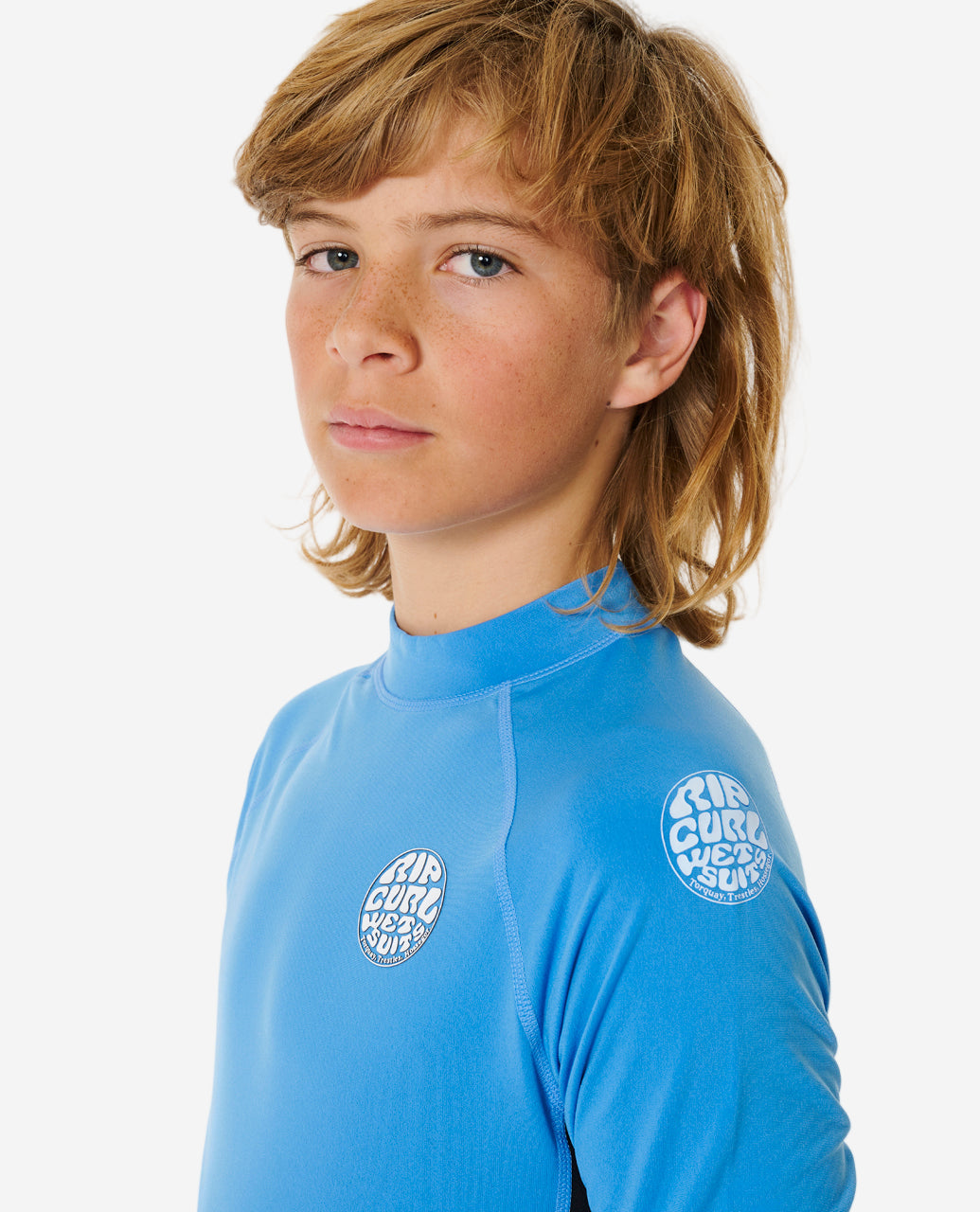 Icons UV Brushed Long Sleeve Spring Boys Rash Vest - Blue Gum