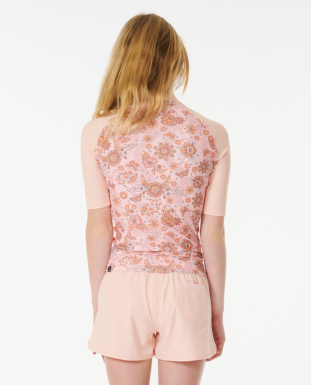 Sun Catcher Short Sleeve Girls Rash Vest - Peach