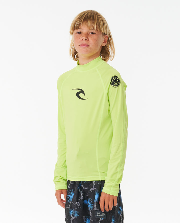 Brand Wave UV Long Sleeve Kids Rash Vest - Lime