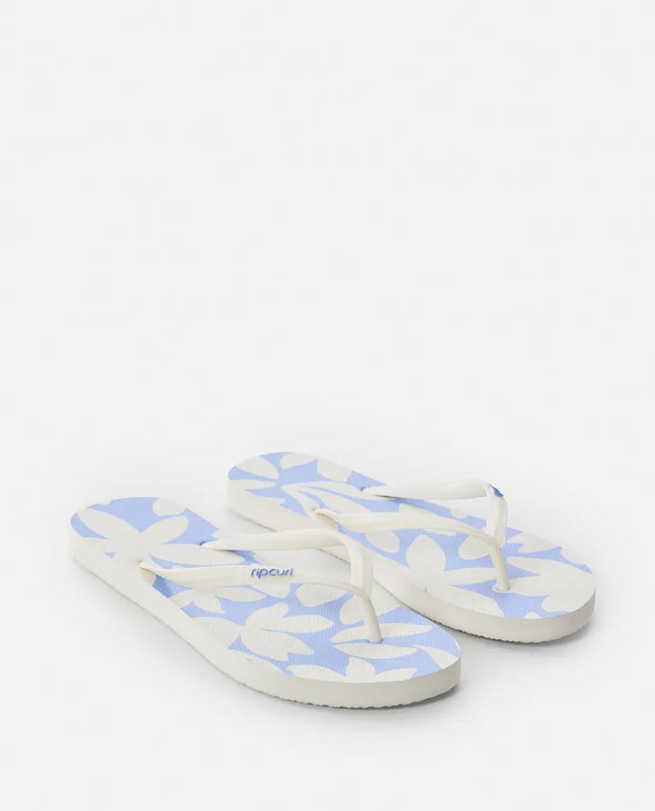 Holiday Tropics Bloom Open Toe Thongs - Mid Blue