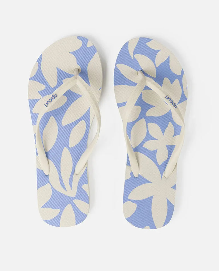 Holiday Tropics Bloom Open Toe Thongs - Mid Blue