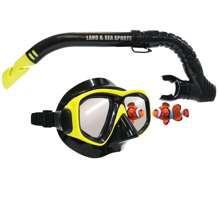 Land & Sea Clearwater Black Mirror Silicone Mask and Snorkel Set