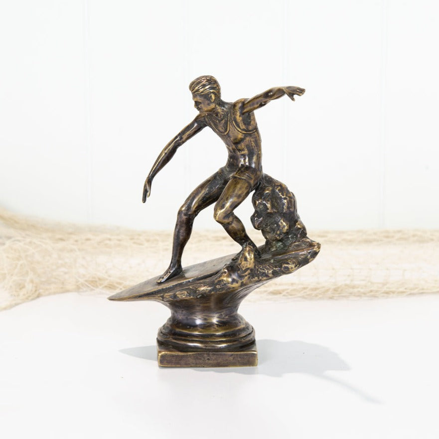 Vintage Surfer Statue - Brushed Bronze