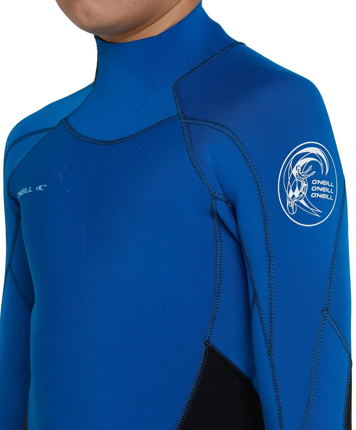 Boys Defender 3/2 Back-Zip Steamer Kids Wetsuit - Black-Ultra-Blue