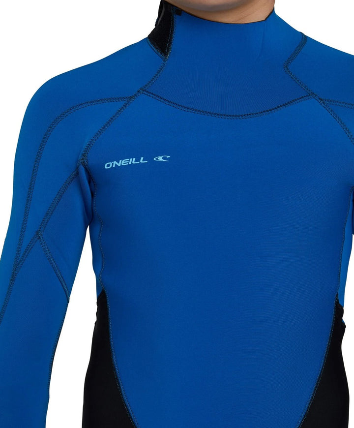 Boys Defender 3/2 Back-Zip Steamer Kids Wetsuit - Black-Ultra-Blue