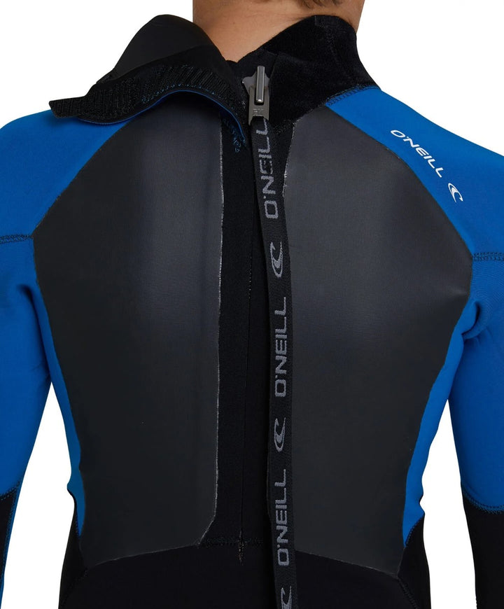 Boys Defender 3/2 Back-Zip Steamer Kids Wetsuit - Black-Ultra-Blue