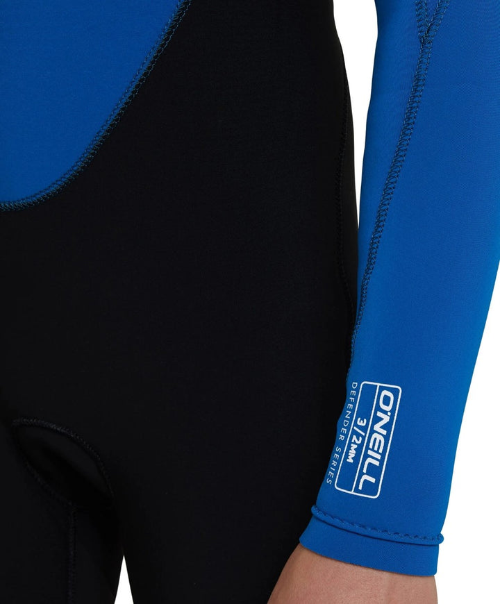 Boys Defender 3/2 Back-Zip Steamer Kids Wetsuit - Black-Ultra-Blue