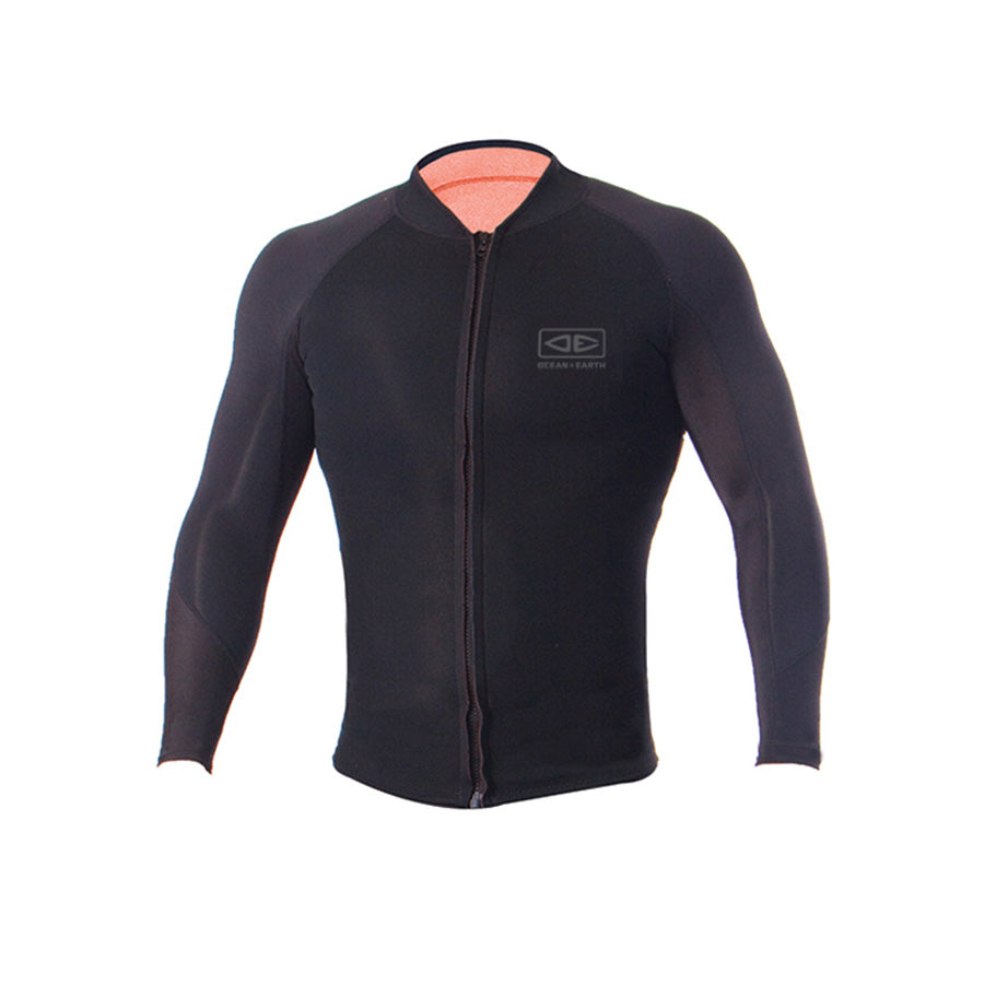 Double Black Paddle Long Sleeve Front Zip Wetsuit Vest