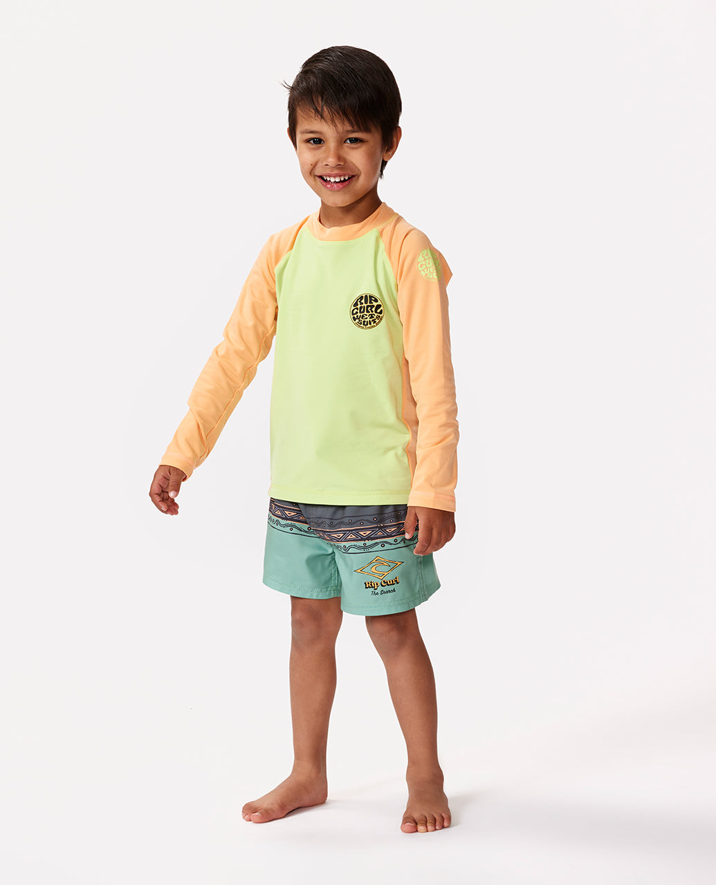 Icons UV Brushed Long Sleeve Spring Toddlers Rash Vest - Lime