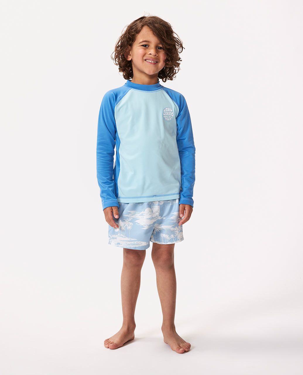 Icons UV Brushed Long Sleeve Spring Toddlers Rash Vest - Blue Gum
