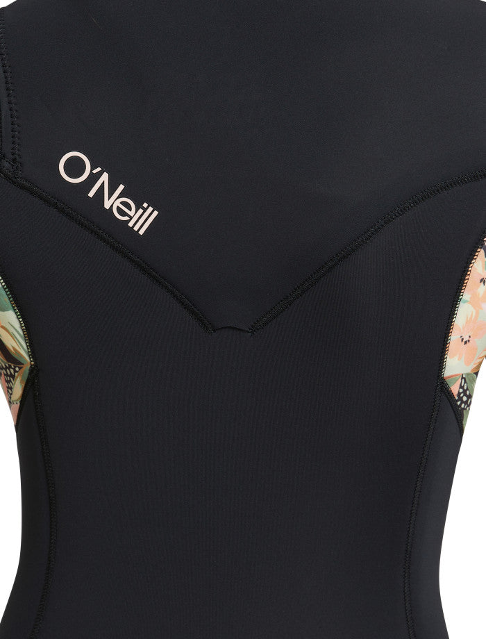 Bahia 3/2 Chest Zip Steamer Womens Wetsuit - Black Wild Papaya