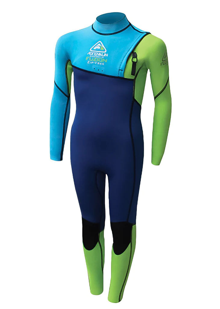 Junior Fuzion No-Zip LS 2mm Steamer Kids Wetsuit - Lime Blue