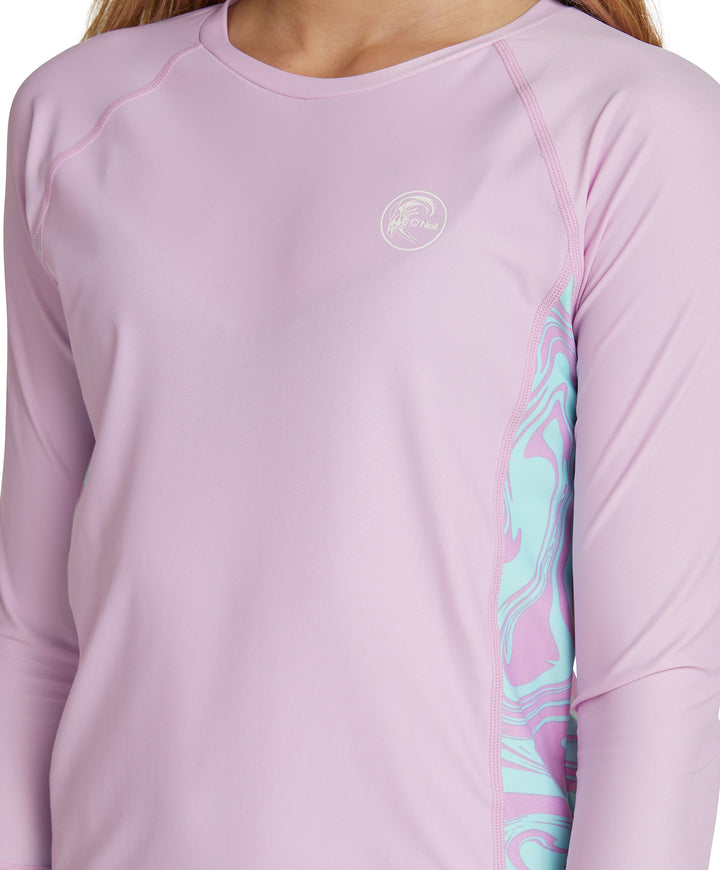 Girls Bahia UV Long Sleeve Rash Tee - Pink Purple