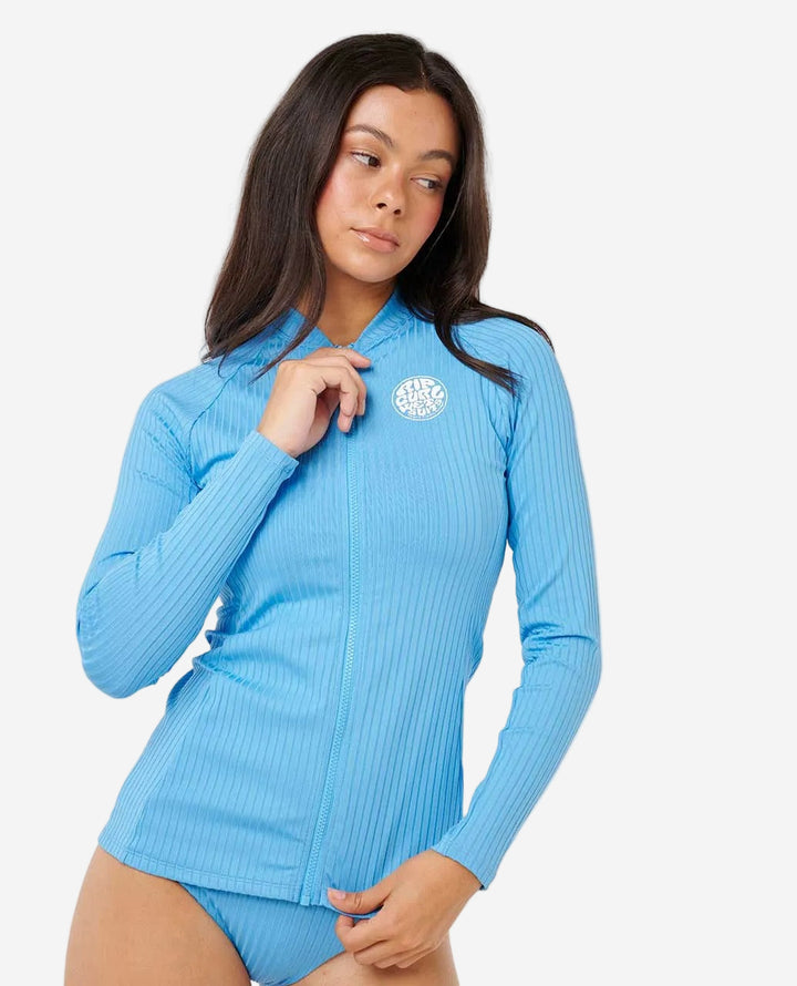 Womens Premium Surf Zip Through Long Sleeve Rash Vest