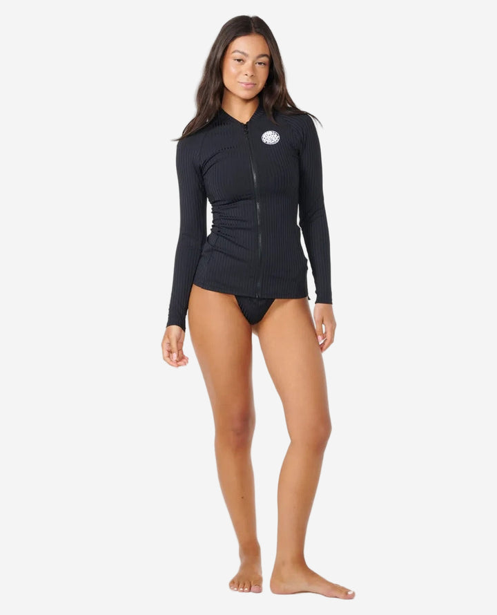 Womens Premium Surf Zip Through Long Sleeve Rash Vest