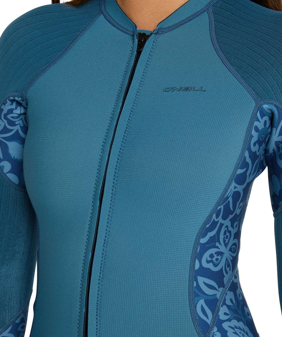 Womens Hyperfreak 2mm Front Zip Long Sleeve Springsuit Wetsuit - Blue Haze