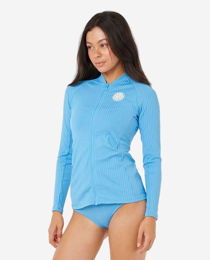 Womens Premium Surf Zip Through Long Sleeve Rash Vest