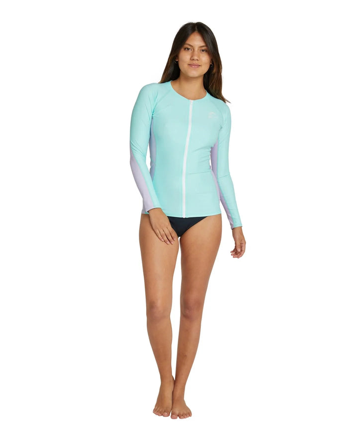 Bahia Front Zip Long Sleeve Rash Vest - Lagoon