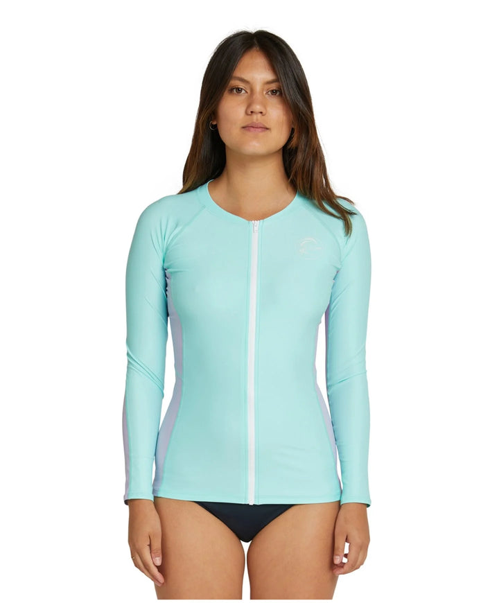 Bahia Front Zip Long Sleeve Rash Vest - Lagoon