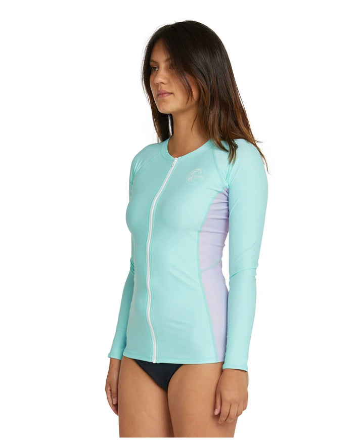 Bahia Front Zip Long Sleeve Rash Vest - Lagoon