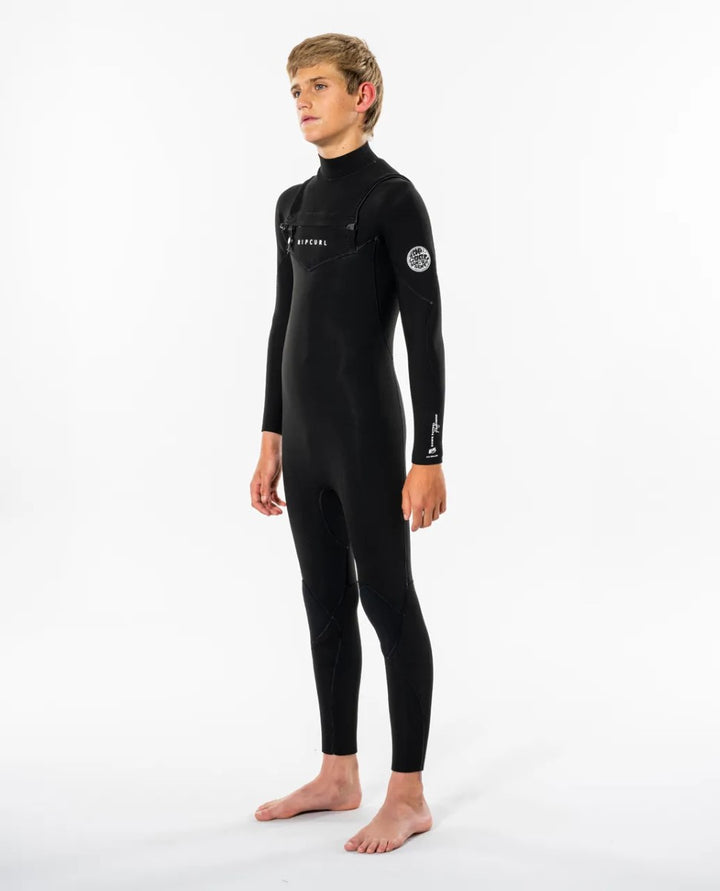 Rip Curl Junior Dawn Patrol Performance 3/2 Chest Zip Wetsuit - Black