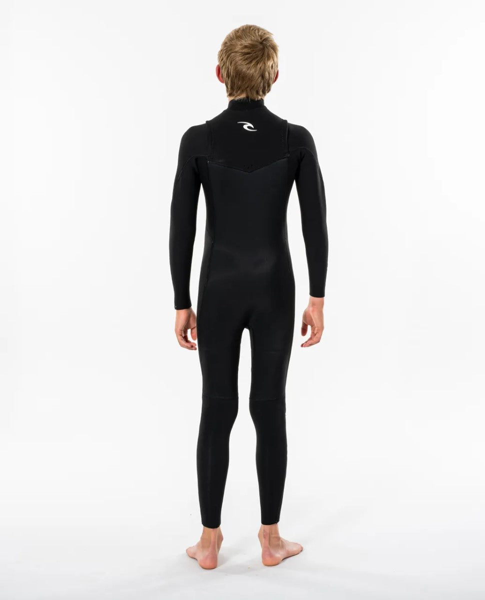 Rip Curl Junior Dawn Patrol Performance 3/2 Chest Zip Wetsuit - Black