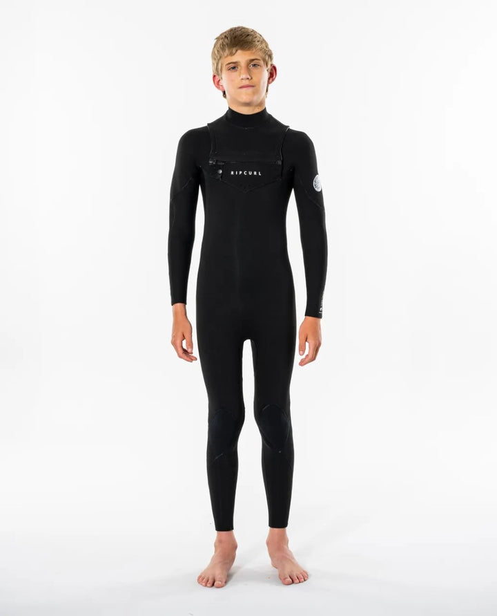 Rip Curl Junior Dawn Patrol Performance 3/2 Chest Zip Wetsuit - Black