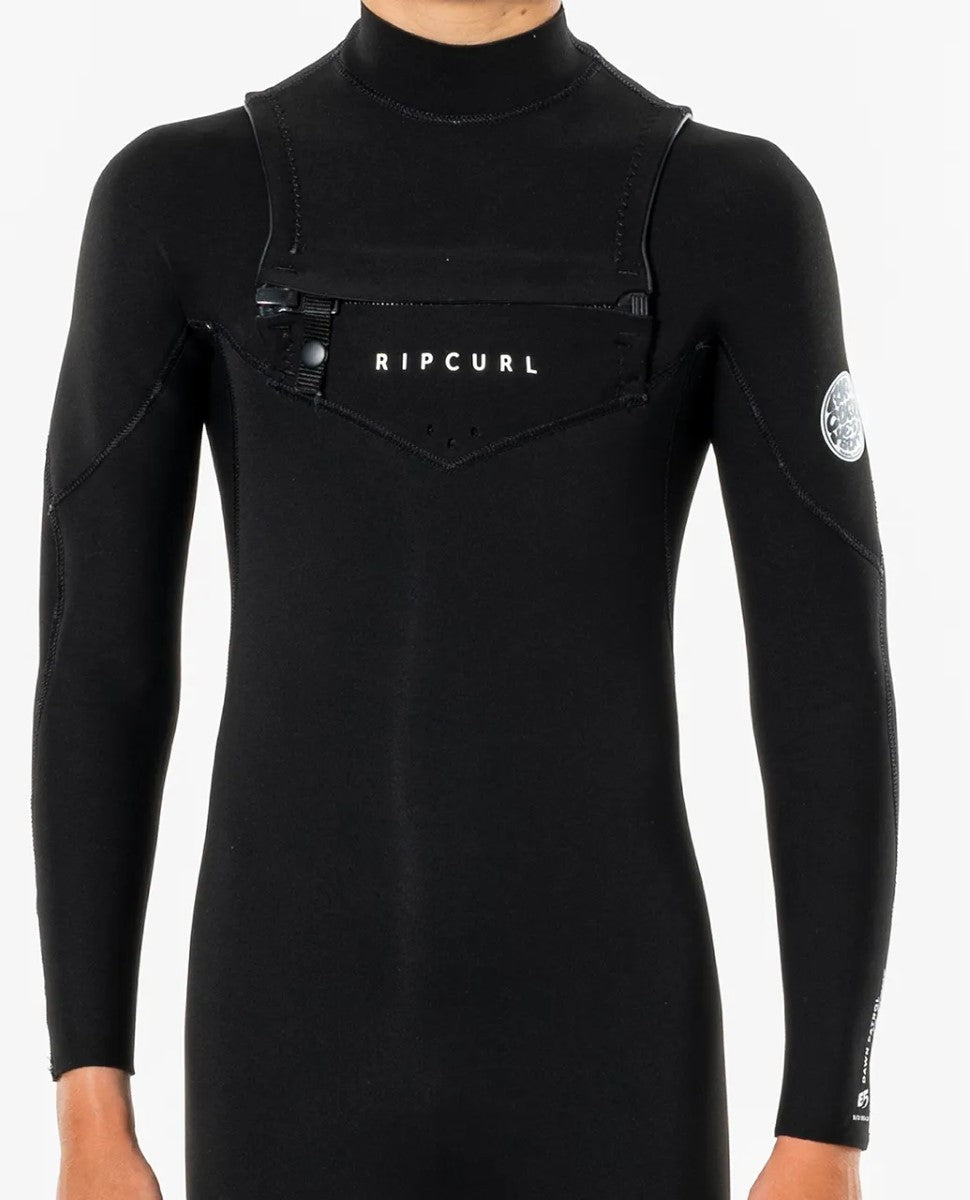 Rip Curl Junior Dawn Patrol Performance 3/2 Chest Zip Wetsuit - Black