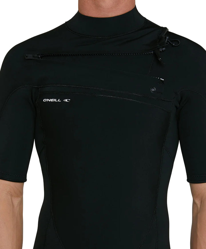 Defender 2mm Chest Zip Short Sleeve Steamer Wetsuit - Black