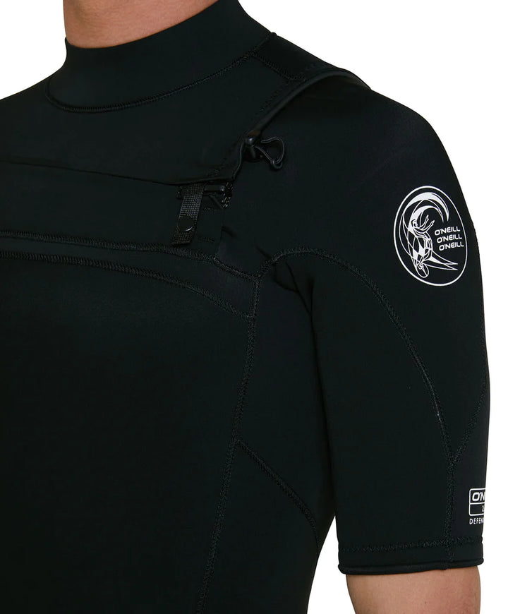 Defender 2mm Chest Zip Short Sleeve Steamer Wetsuit - Black