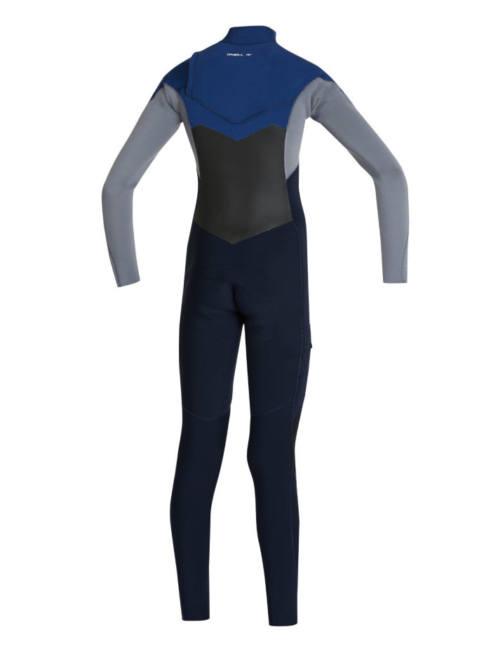 Boys Defender 3/2 Chest Zip Full Steamer Wetsuit - Dark Blue/Gray