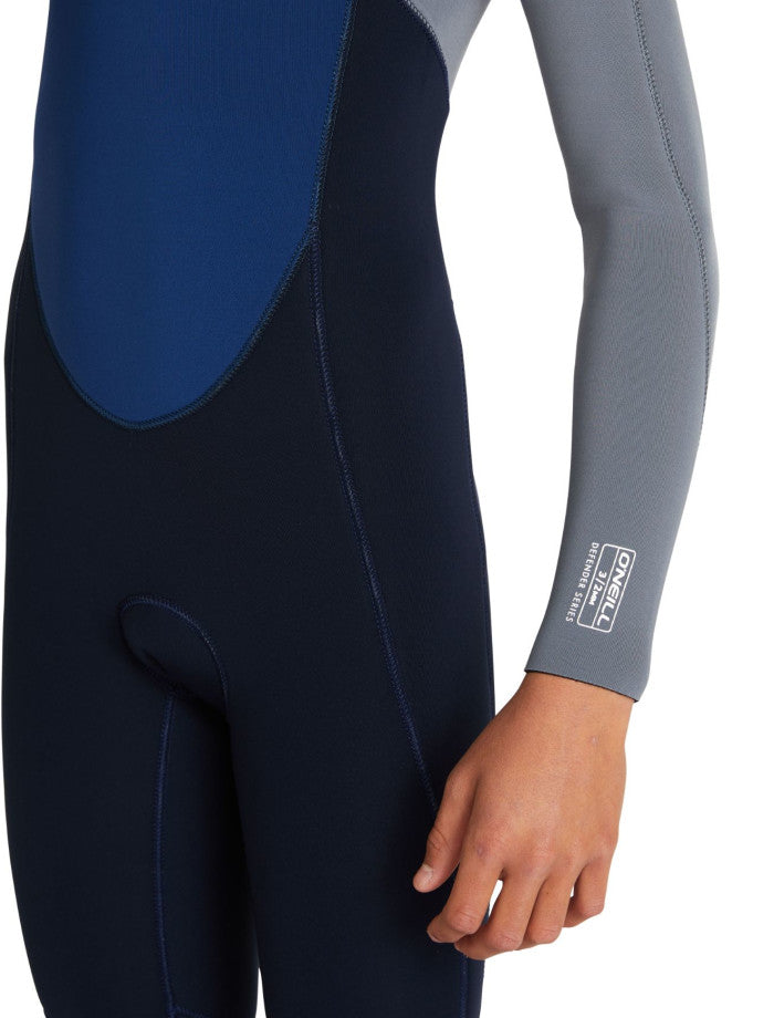 Boys Defender 3/2 Chest Zip Full Steamer Wetsuit - Dark Blue/Gray