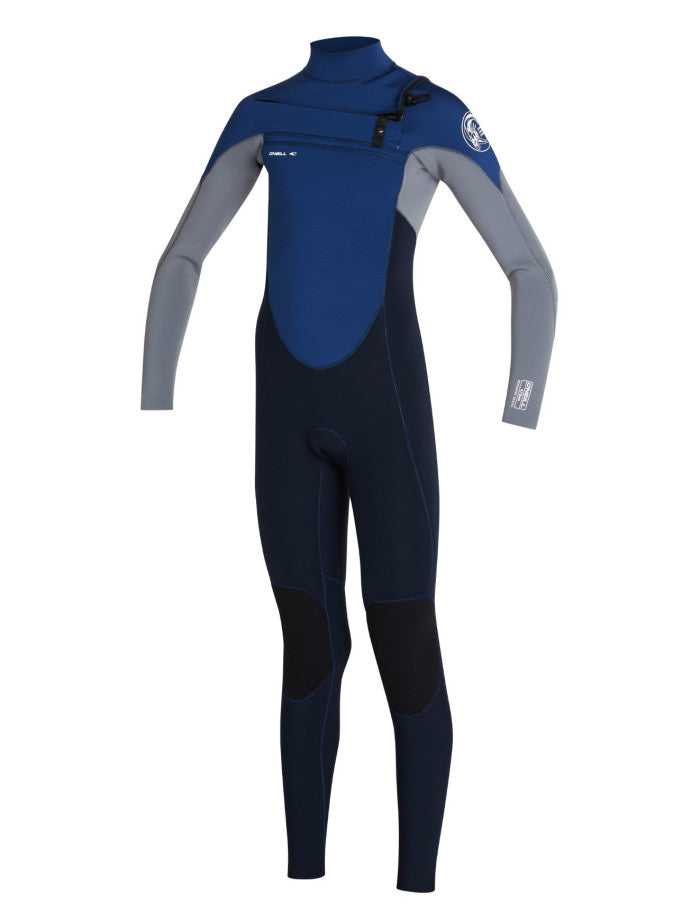 Boys Defender 3/2 Chest Zip Full Steamer Wetsuit - Dark Blue/Gray