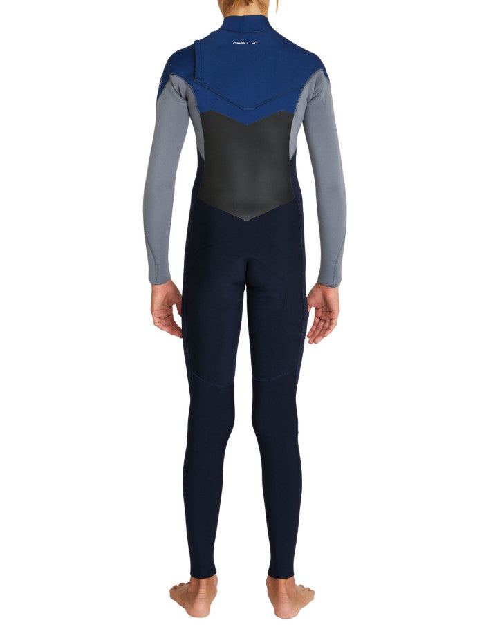 Boys Defender 3/2 Chest Zip Full Steamer Wetsuit - Dark Blue/Gray