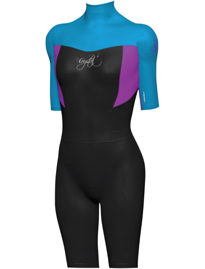 Girls 2mm Springsuit Kids Wetsuit - Black/Blue