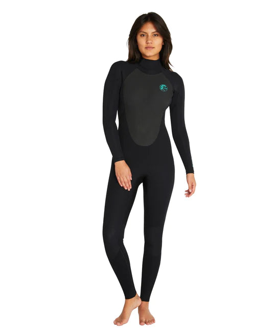 Womens Focus 4/3 Sealed Back Zip Steamer Wetsuit - Black