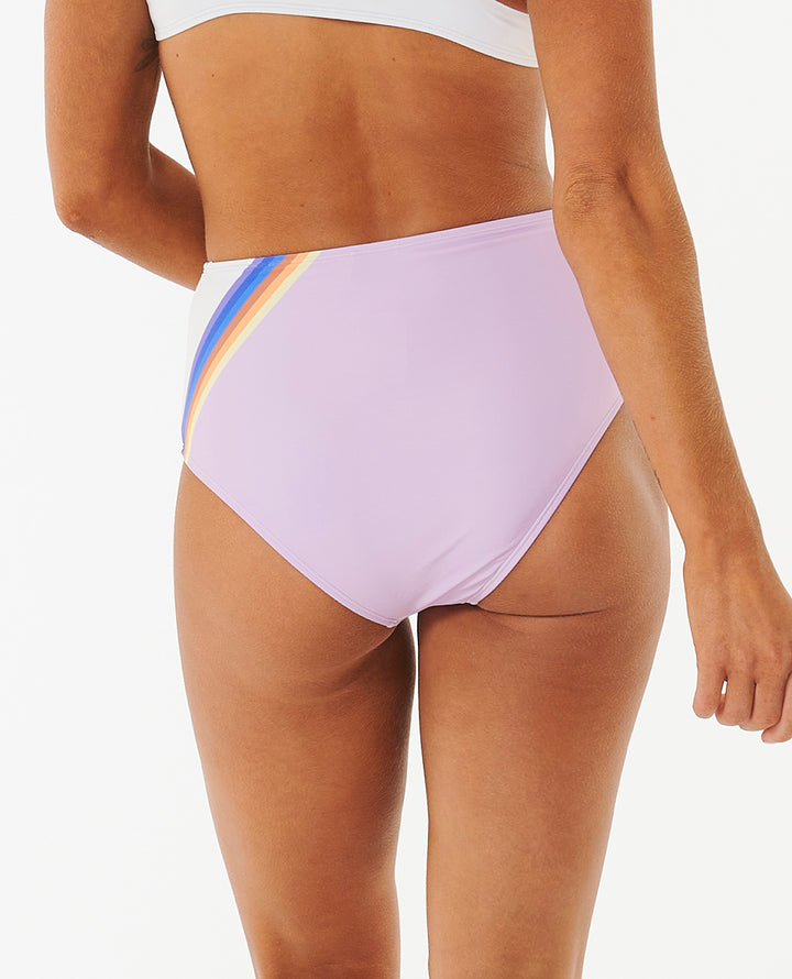 Sunrise Stripe High Waisted Good Coverage Bikini Bottom - Lilac