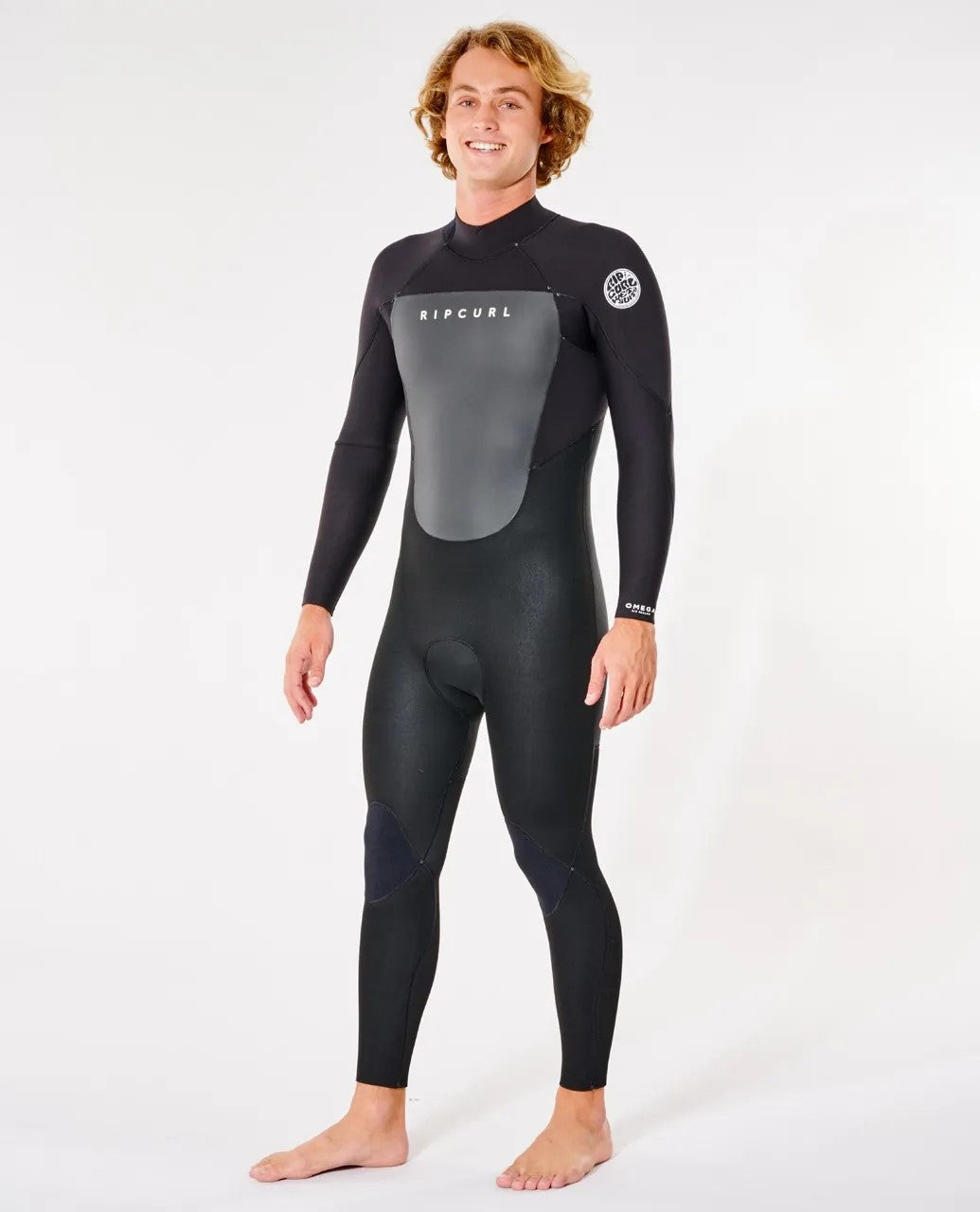Rip Curl Omega 3/2 Budget Back-Zip Flatlock Steamer — full deck view