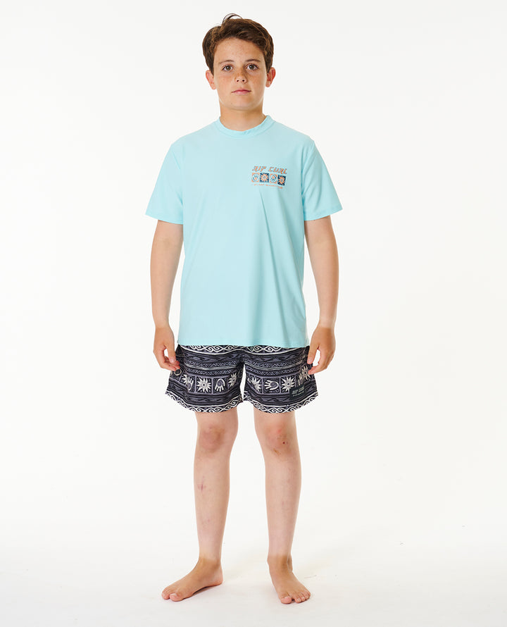 Pure Surf UV Short Sleeve Kids Rash Vest - Blue