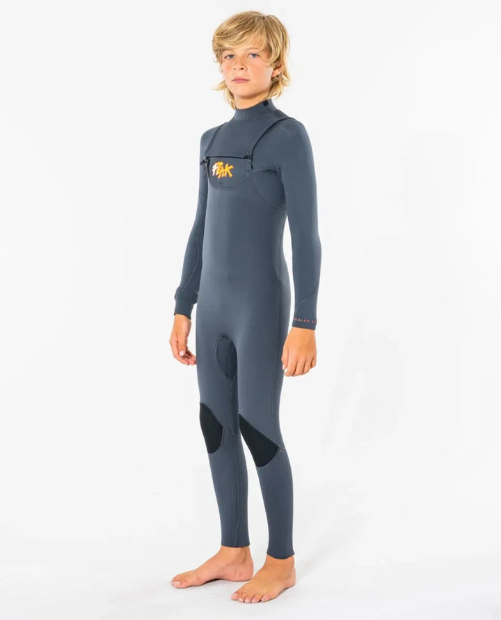 Peak Junior Climax Pro 4/3 Sealed Chest Zip Steamer Wetsuit - Charcoal Grey