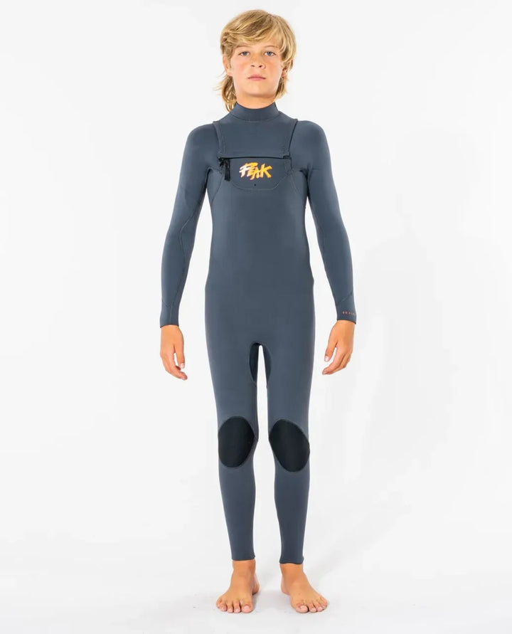 Peak Junior Climax Pro 4/3 Sealed Chest Zip Steamer Wetsuit - Charcoal Grey