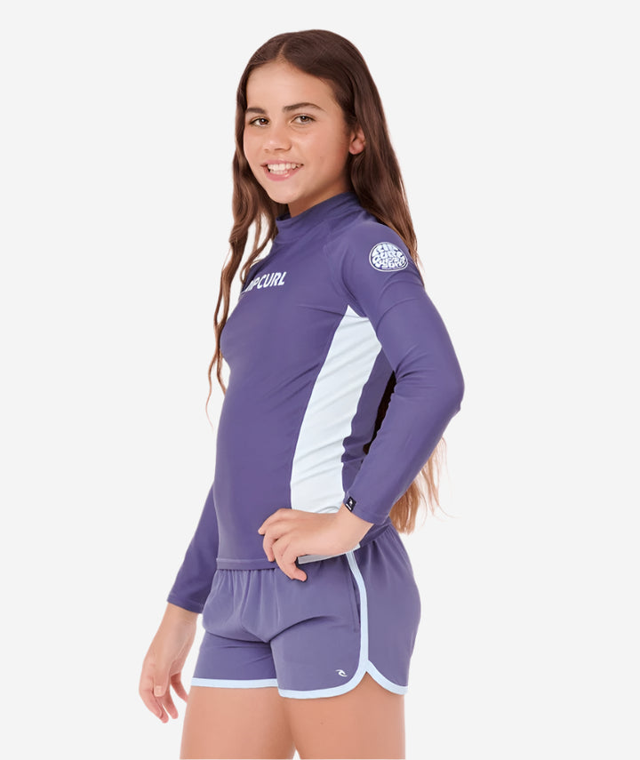 Girls Classic Surf Long Sleeve Kids Rash Vest