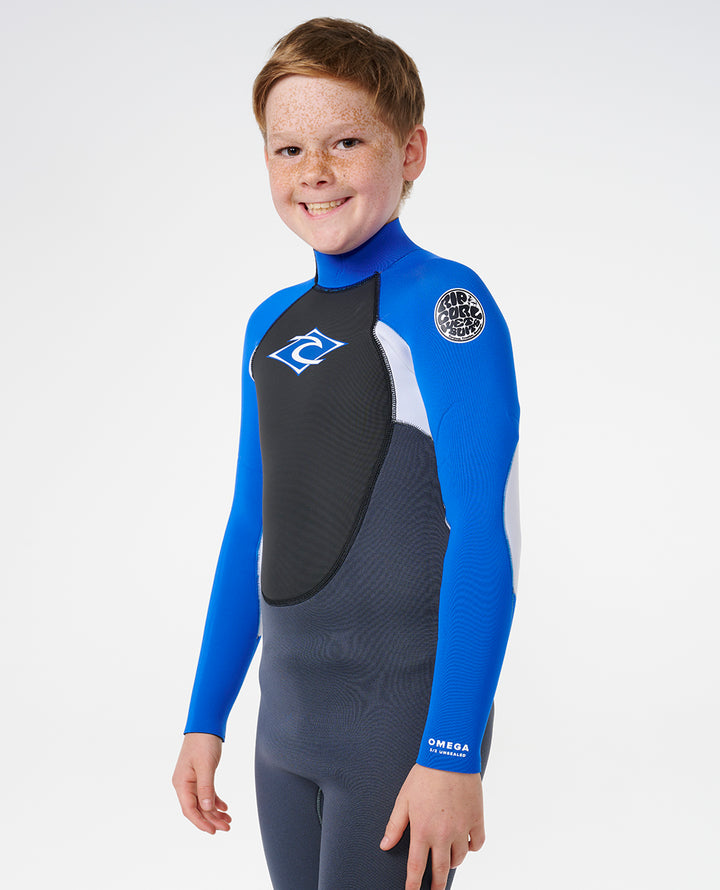 Kids Omega 3/2 Back Zip Steamer Wetsuit - Blue