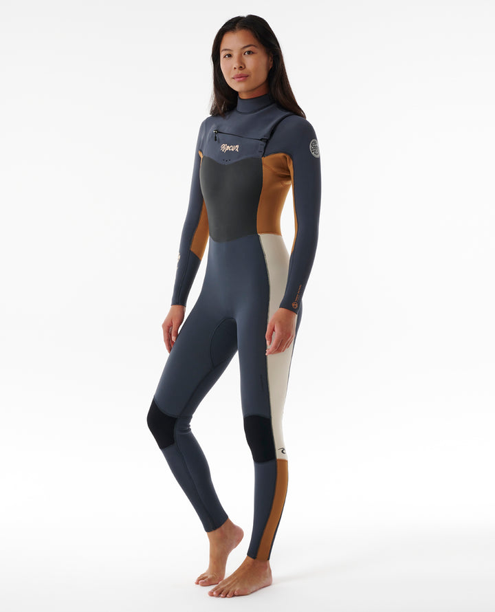 Womens Dawn Patrol 3/2 Chest Zip Steamer Wetsuit - Light Brown